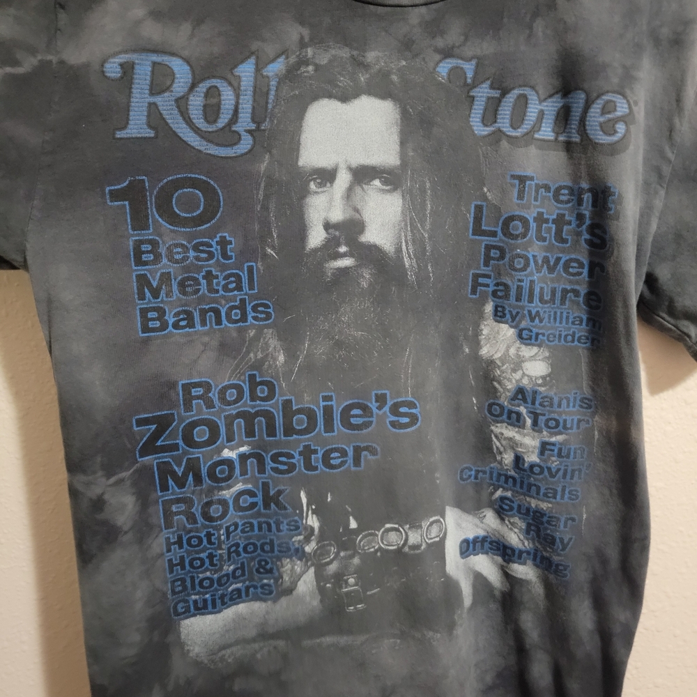 Rolling Stone Collection Magazine Rob Zombie Graphic Tie Dye Faded T-shirt 90s - Picture 5 of 8